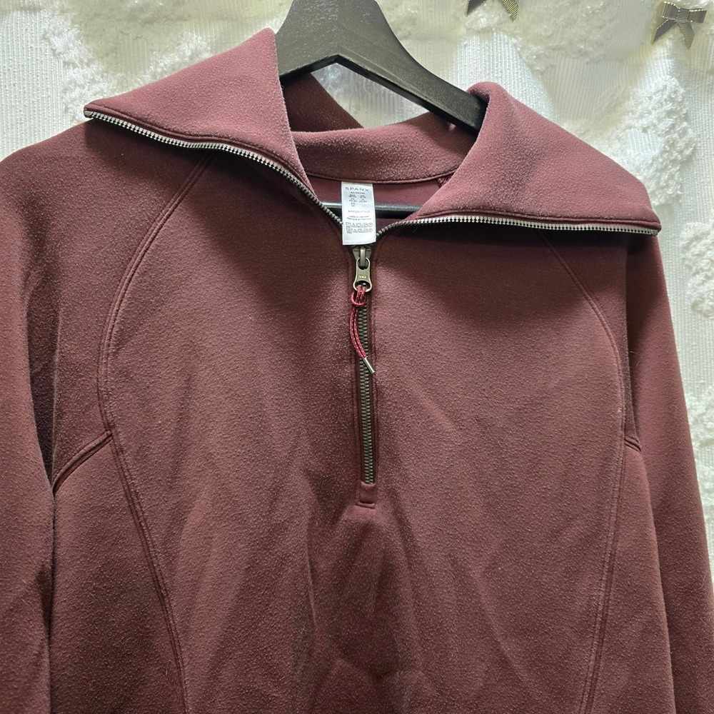 Spanx Airessentials Half Zip Pullover Burgundy Ma… - image 4